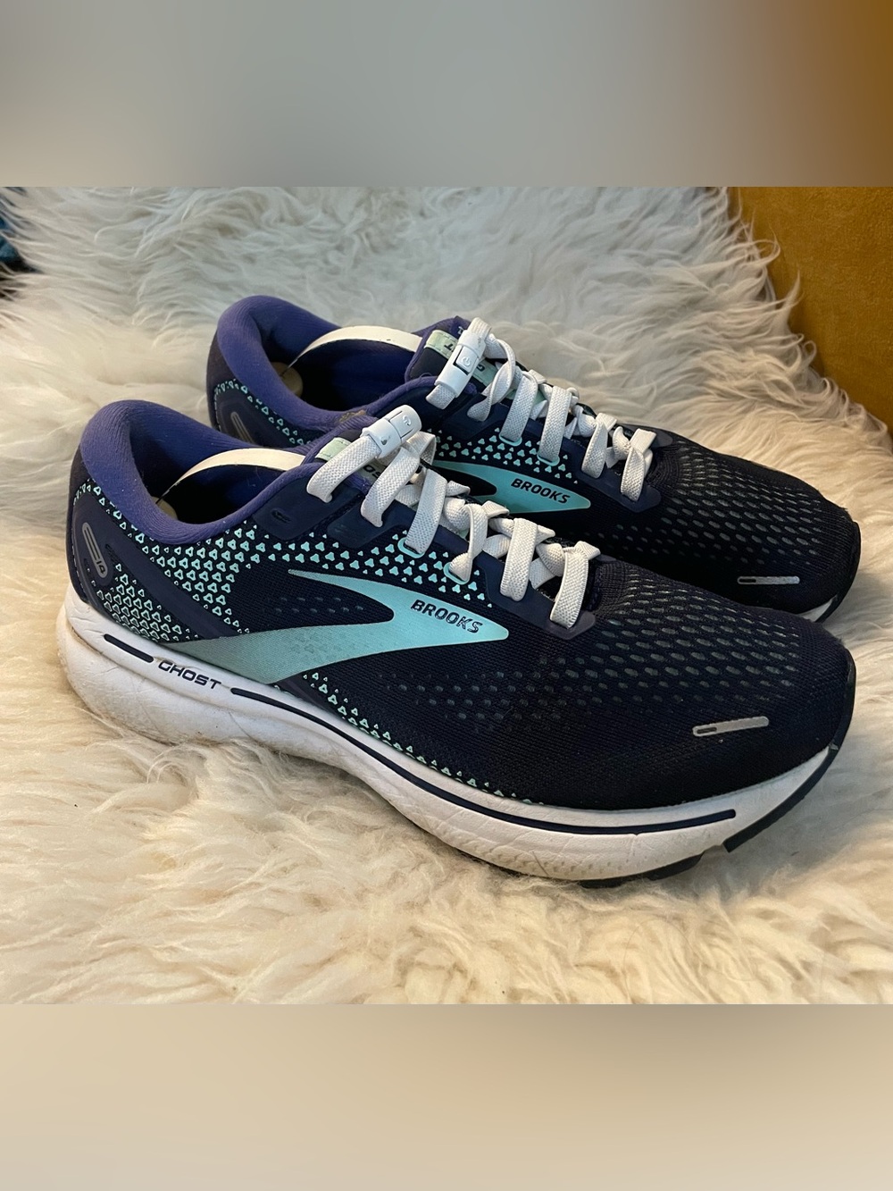 Brooks Ghost 14 Navy Blue and Teal Running Sneakers 8.5